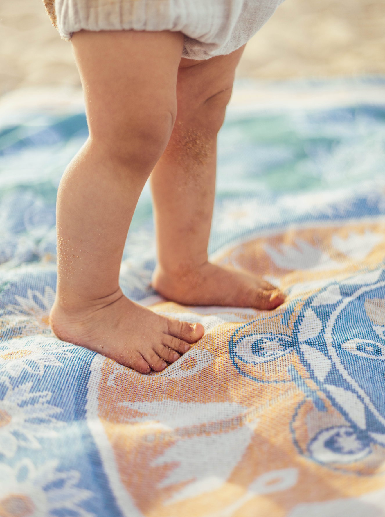 My Happiness throw rug, beach blanket in green and yellow tones. Boho beach vibe, woven from recycled cotton. Designed in Australia, perfect for family