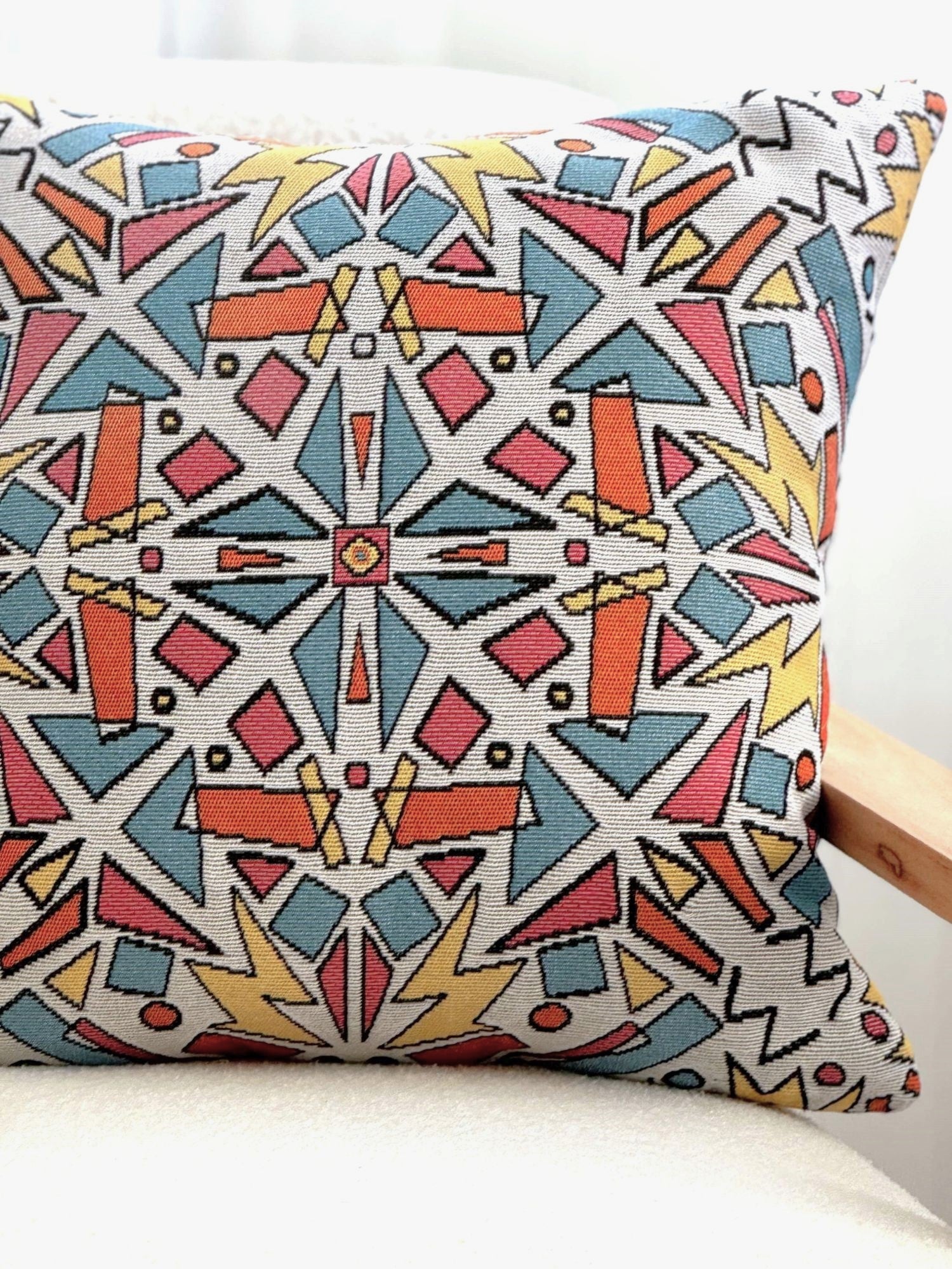 Just Ace cushion 90s vibe colourful design. Designed in Australia. 90s bedroom decor ideas. Millennials nostalgic colourful bold playful