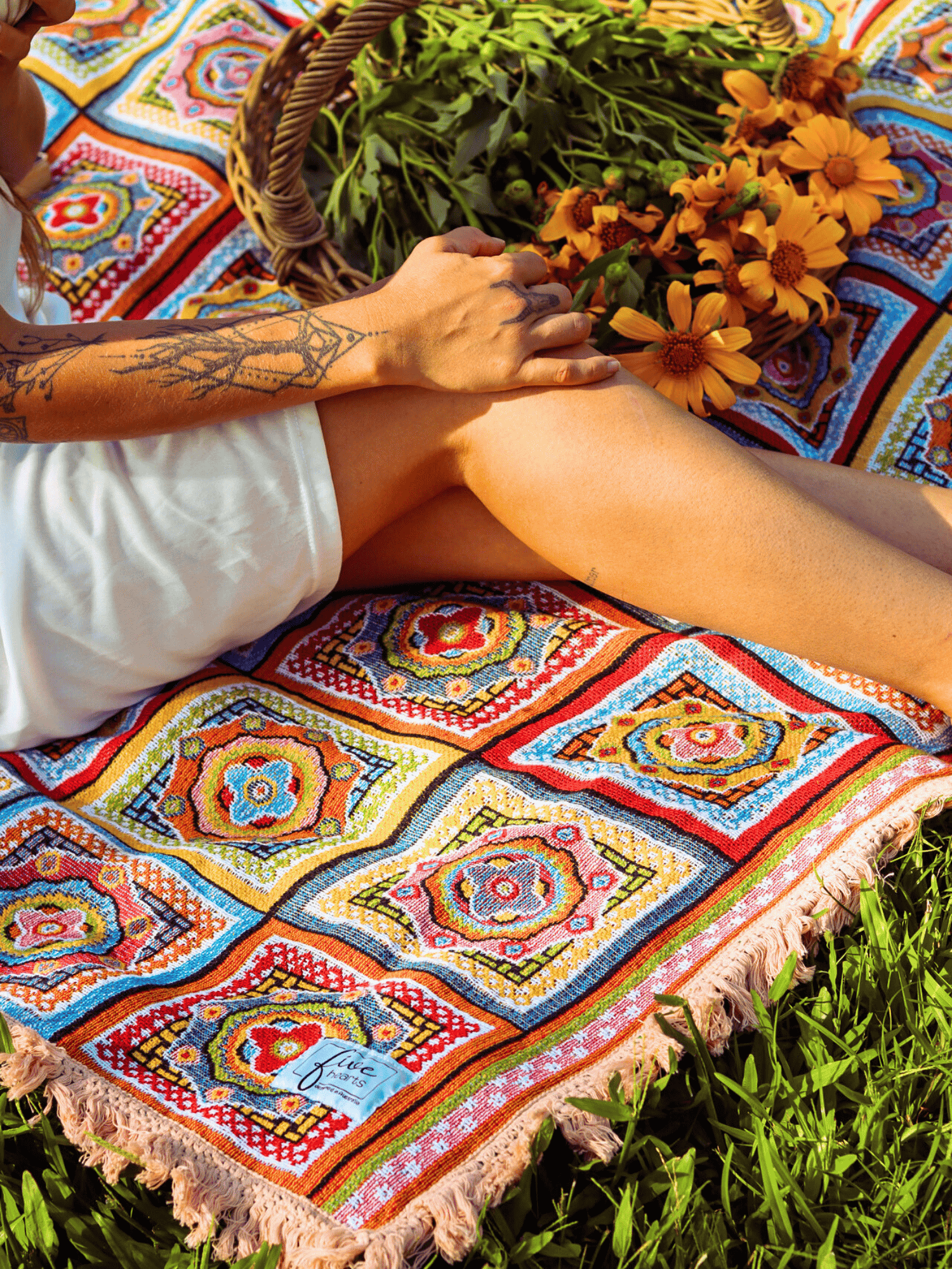 Forever Young Picnic Blanket throw rug spring garden. Boho living